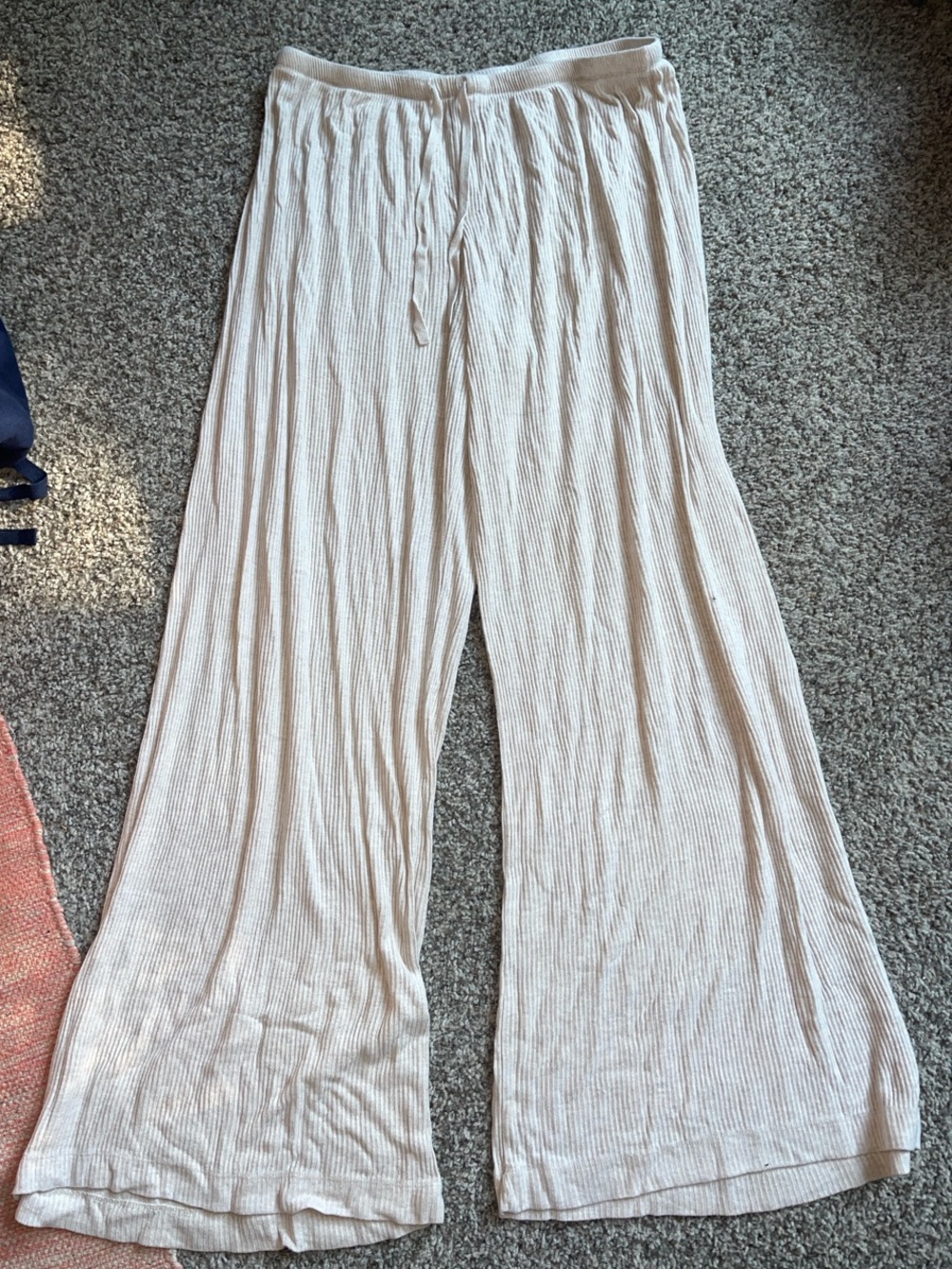 Target Cream Wide-Leg Ribbed Lounge Pants